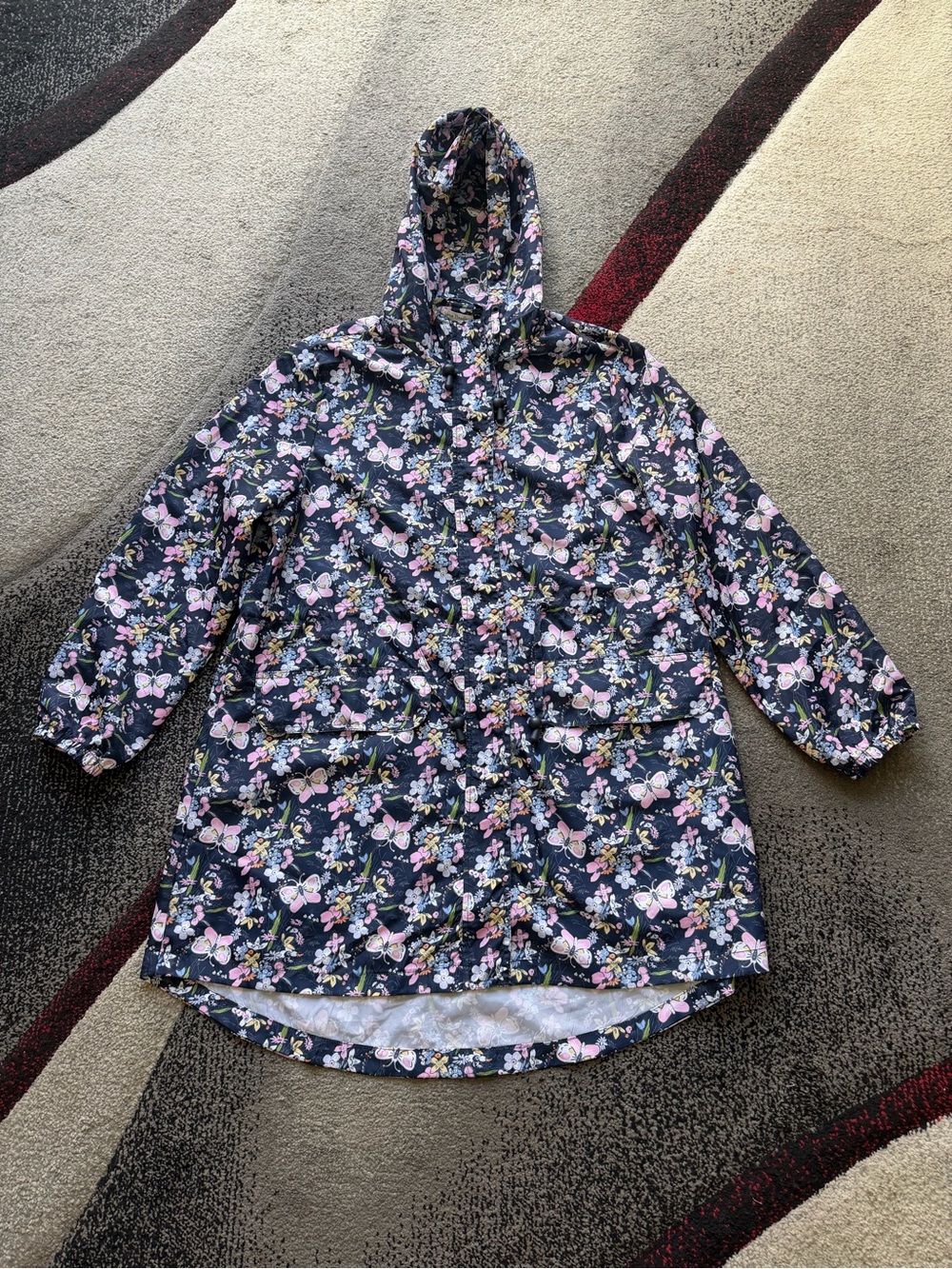 Vera Bradley Butterfly Print Hooded Zip Up Windbreaker